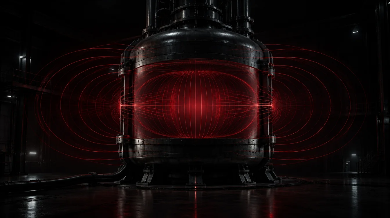 Steel containment vessel with magnetic field lines passing through its walls
